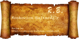 Roskovics Baltazár névjegykártya